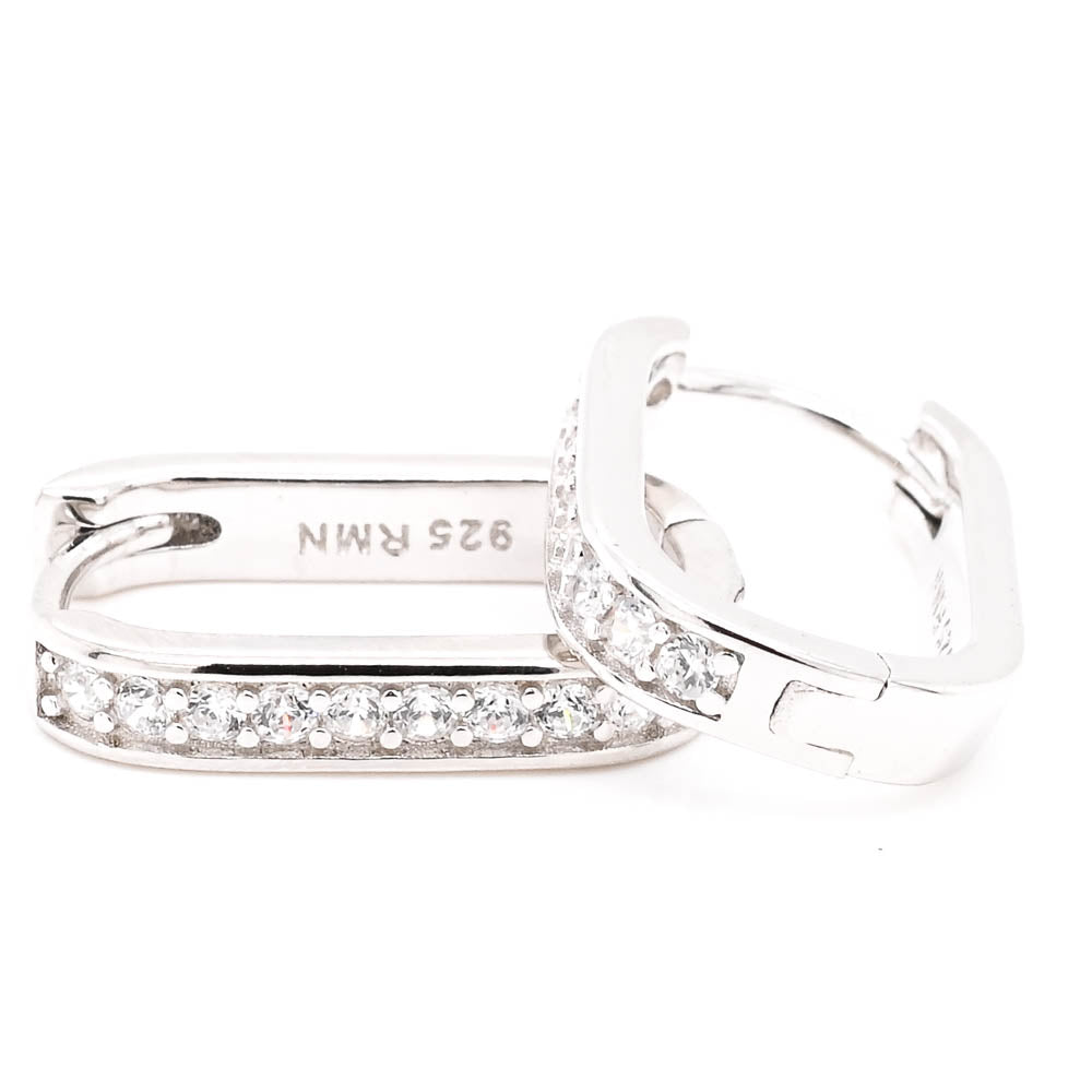Sterling Silver 11.5x16mm C.Z Huggie Earrings.