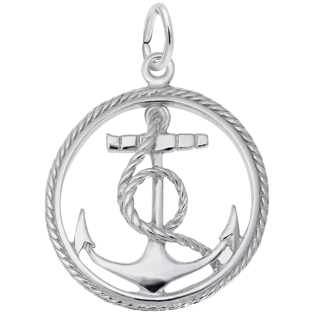 Rembrandt Sterling Silver Anchor in Circle Charm.