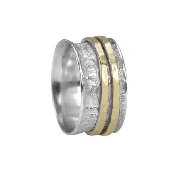 Aura Meditation Ring. Sterling Silver and 9KT Gold. Size 7.