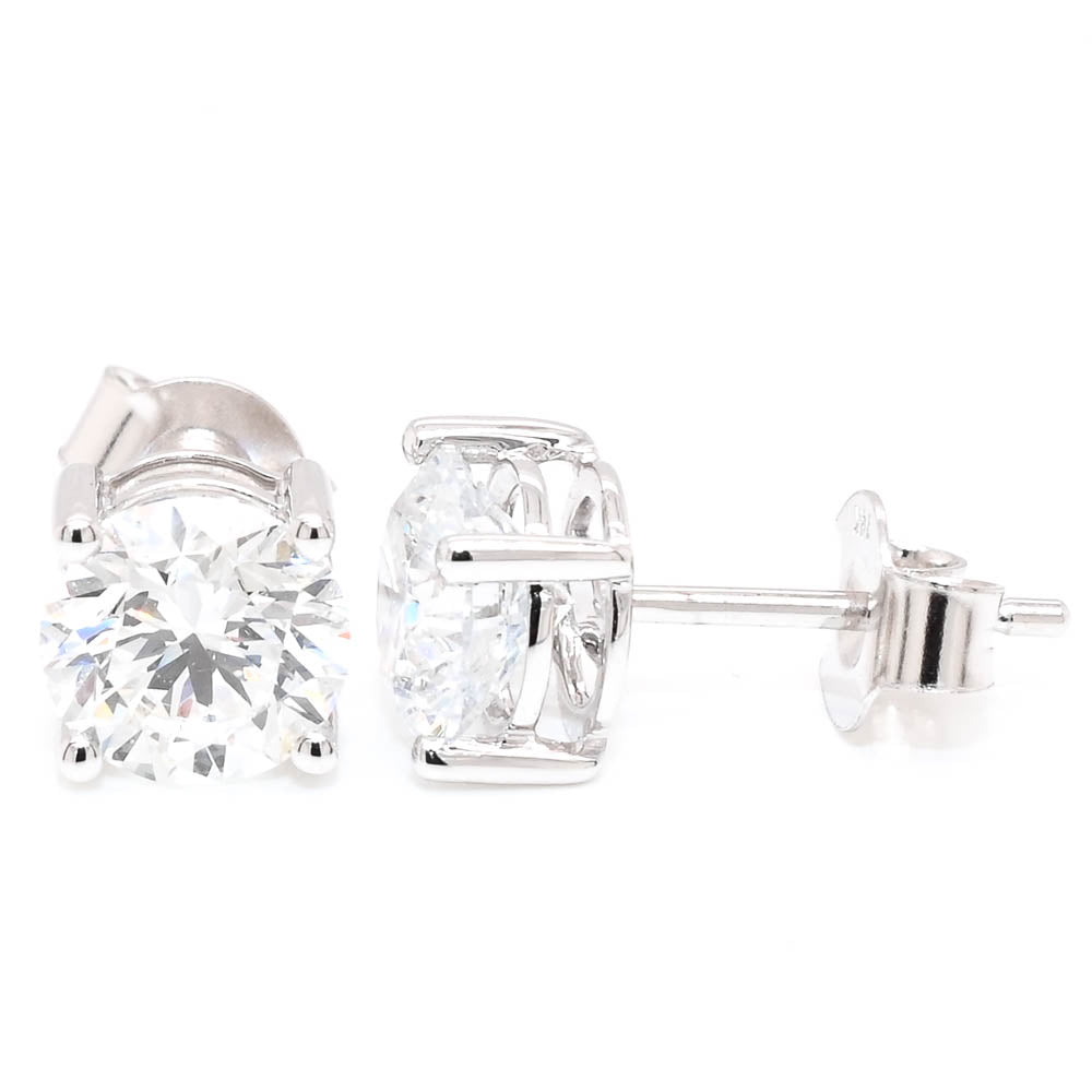 14KT White Gold 2.41CTW VS D-E Colour Round Brilliant Lab Grown Diamond Stud Earrings.