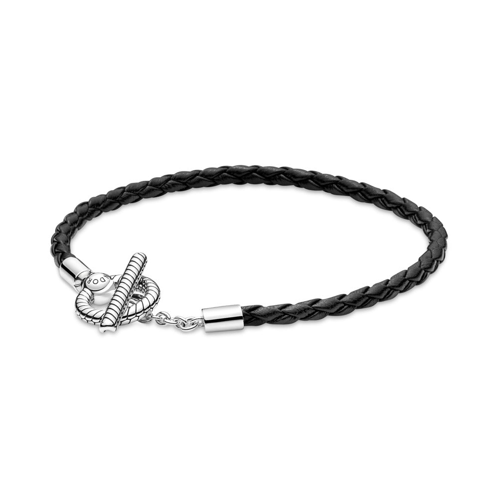 Pandora Moments Braided Leather T-bar Bracelet