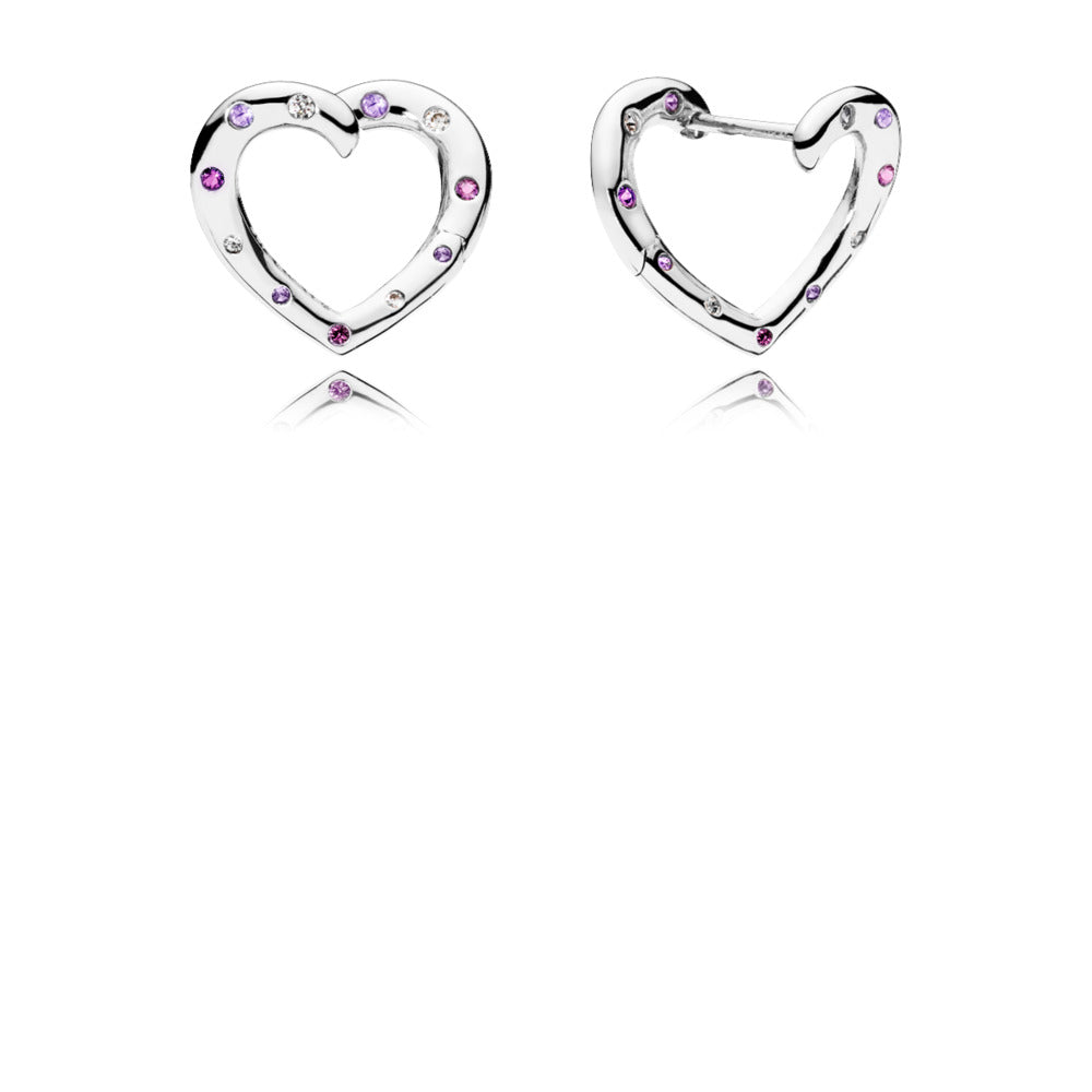Bright Hearts Hoops, Multi-Colored Crystals & Clear CZ