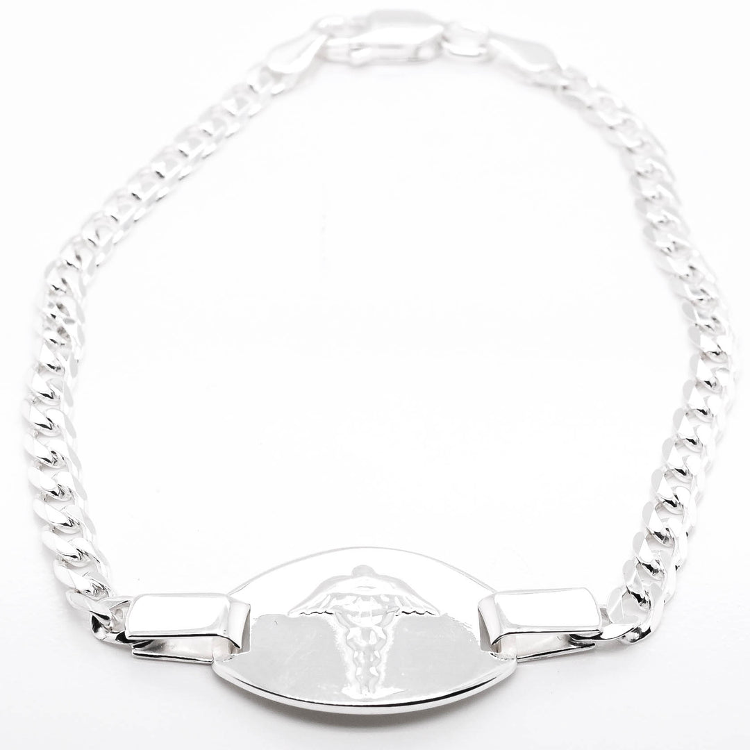 Sterling Silver 7.75" Medical Alert Bracelet.