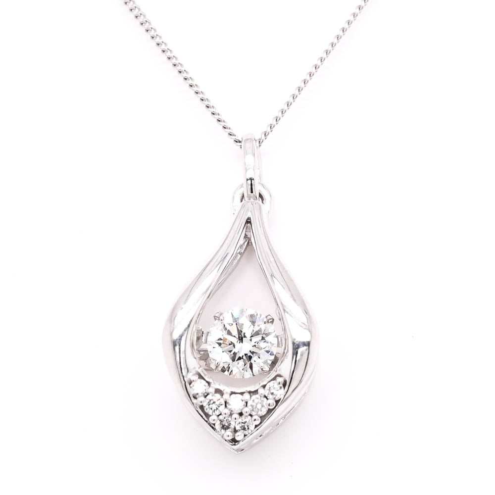 LUJO 10KT White Gold 18" 0.30CTW Round Brilliant LAB Created Dancing Diamond Necklace.