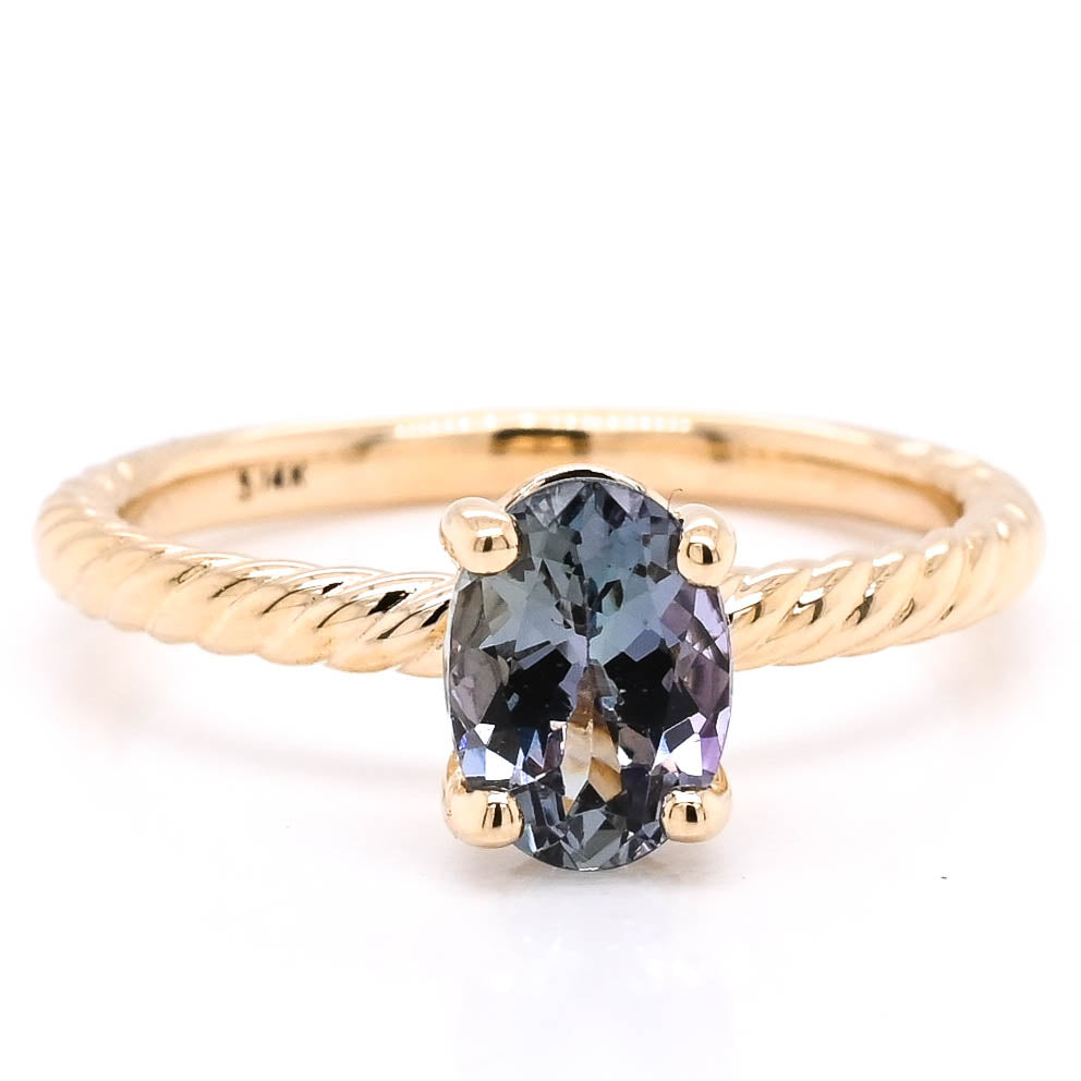 14KT Yellow Gold 0.80CT Oval shape Tanzanite Ring.