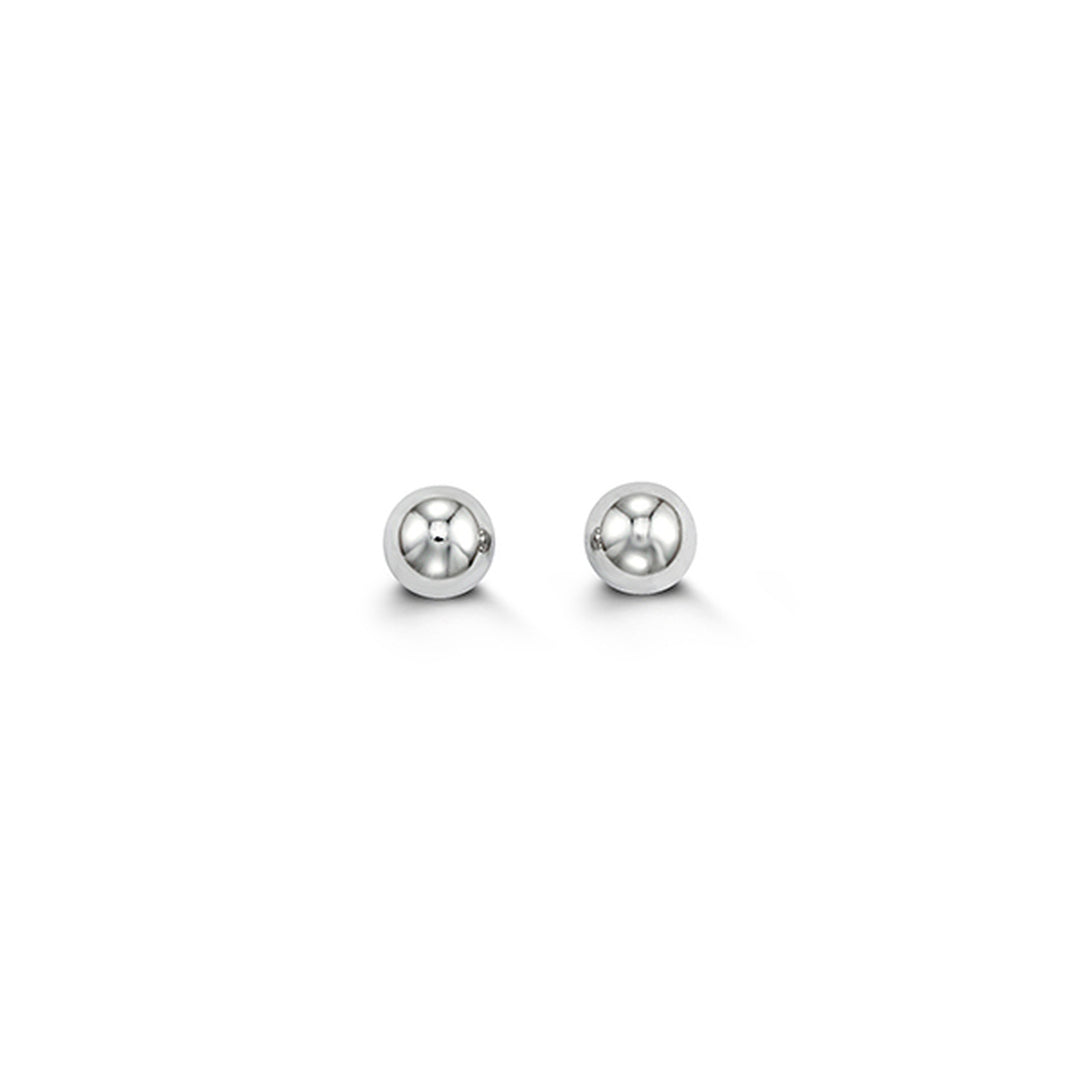 10KT White Gold 5MM Ball Stud Earrings.