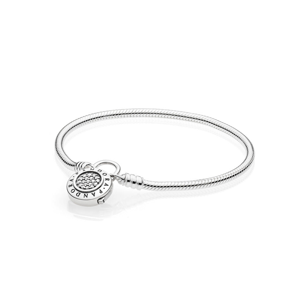 Smooth PANDORA Signature Padlock Clasp, Clear CZ