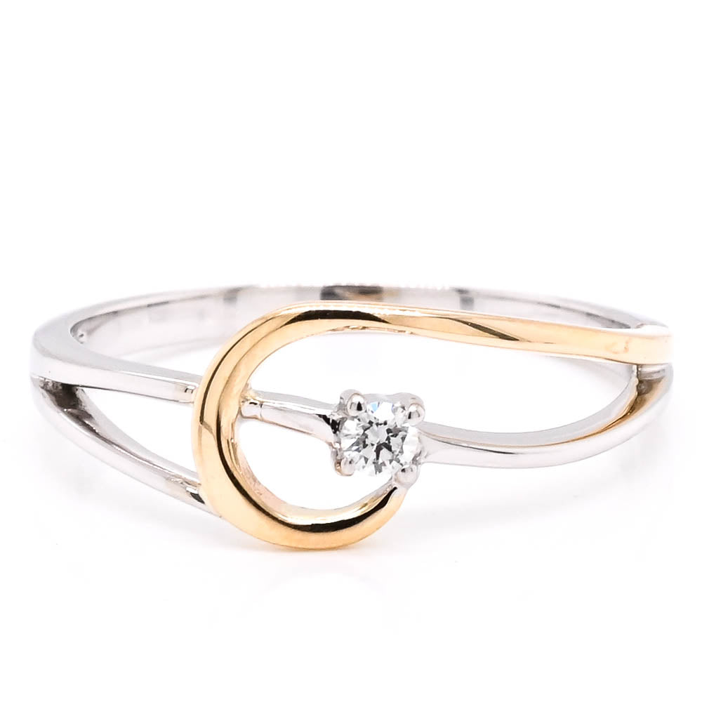 Fire & Ice 10KT Two-Tone Gold 0.04CT Canadian Diamond Cross Over Ring.
