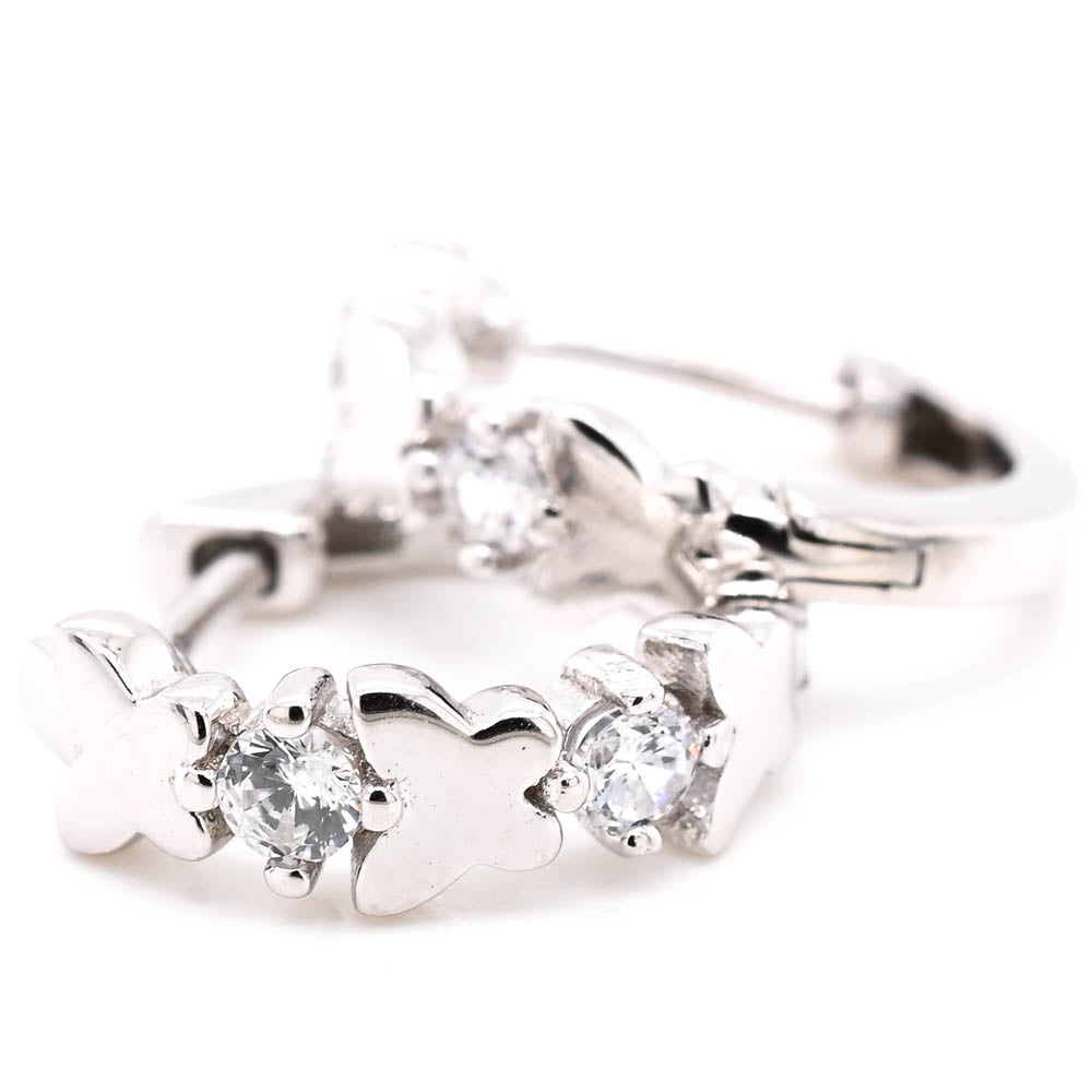 Sterling Silver 14mm C.Z Huggie Earrings.