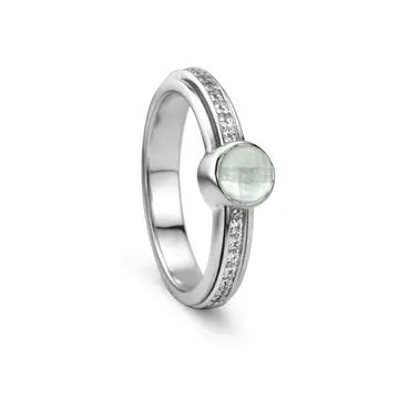 Meditation Ring "Virtue" Steling Silver Aqua & Cz Ring. Sz8