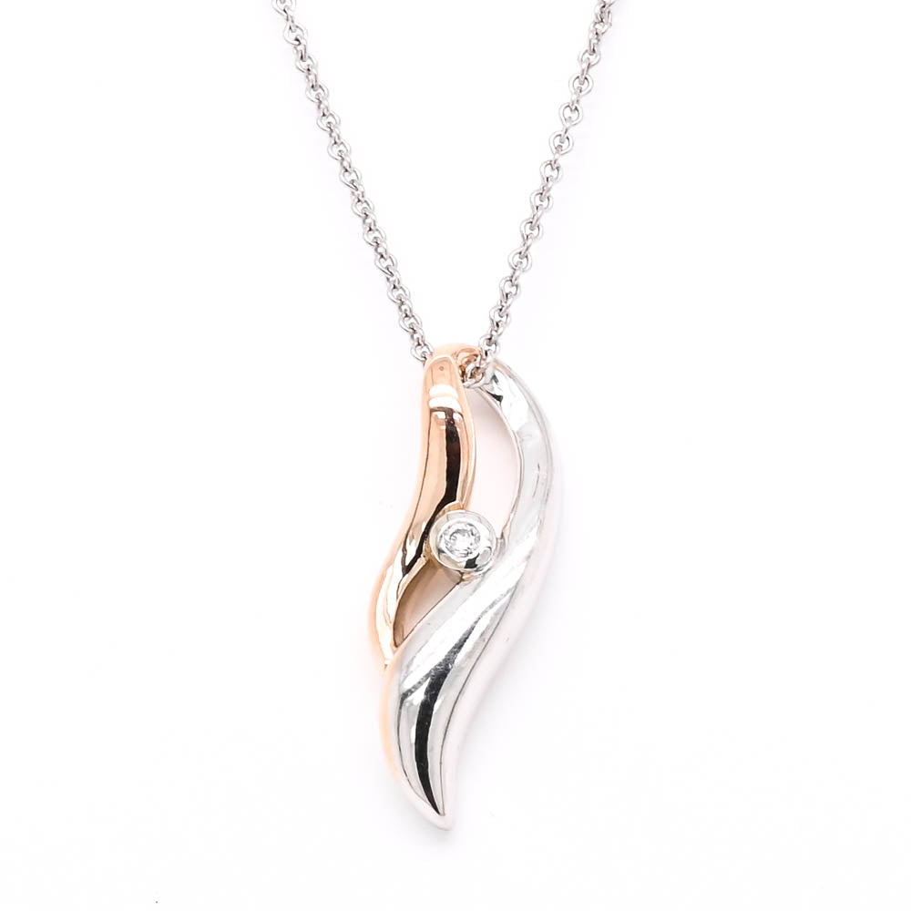10KT White & Rose Gold 18" Diamond Necklace