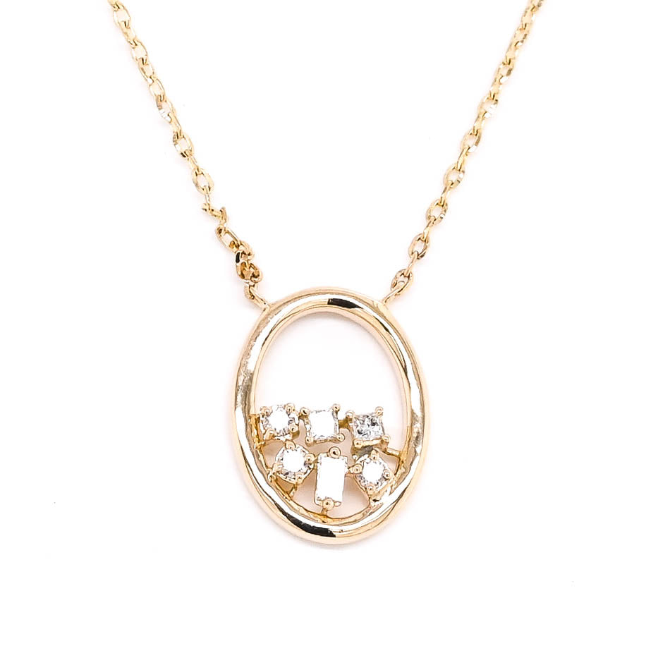 14KT Yellow Gold 18" 0.08CTW Diamond Necklace