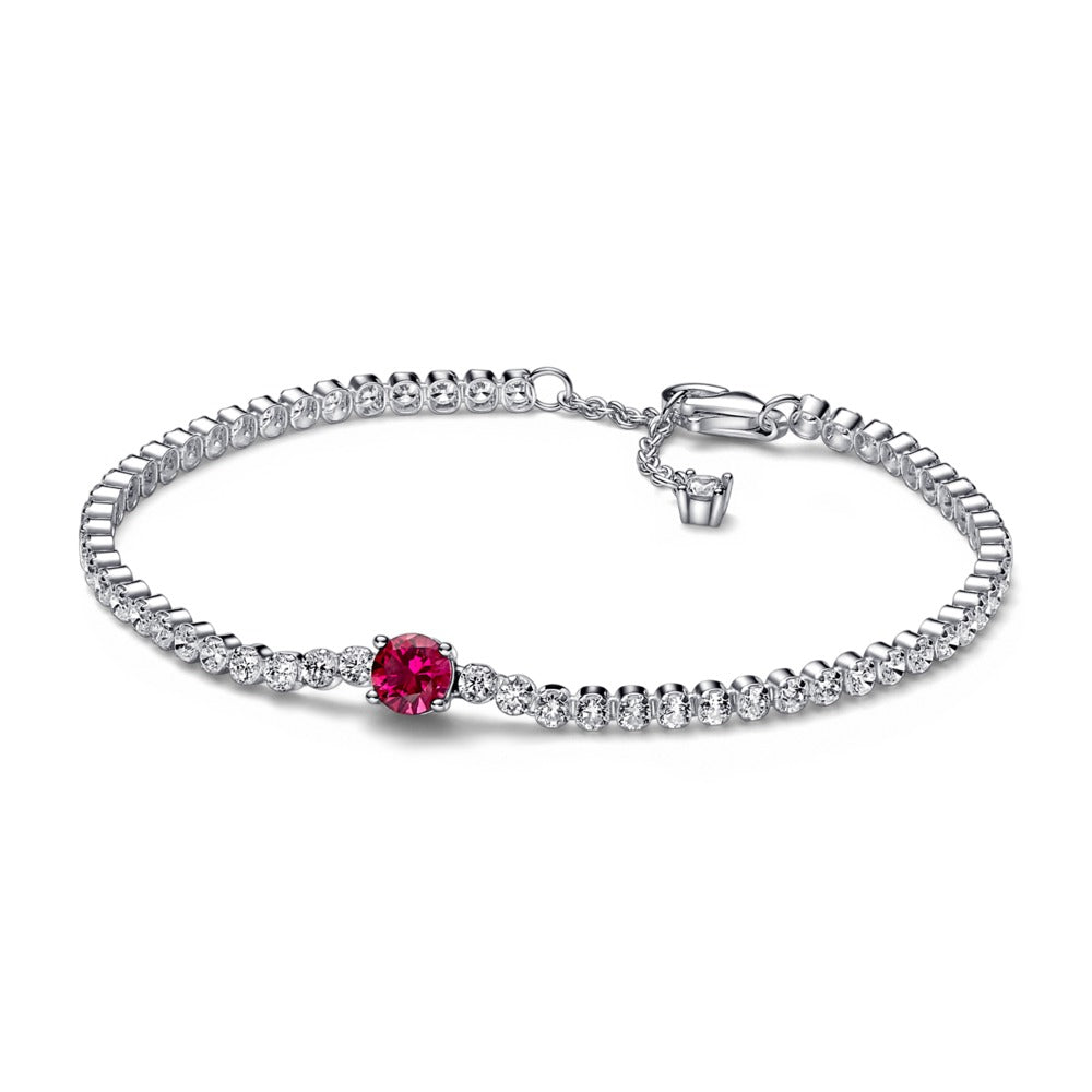Red Sparkling Round Pav� Tennis Bracelet