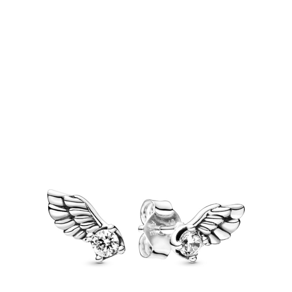 Sparkling Angel Wing Stud Earrings