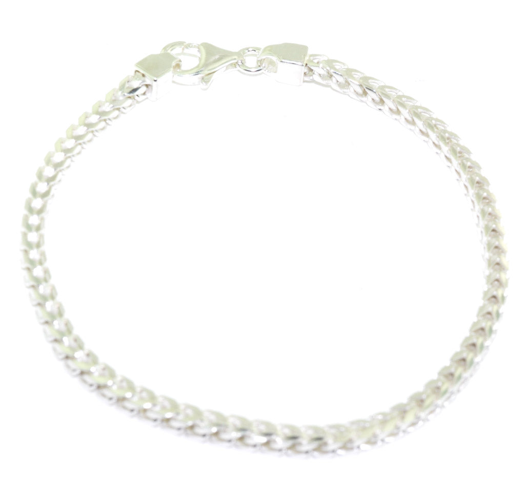 Sterling Silver 7" 3MM Franco Chain Bracelet.