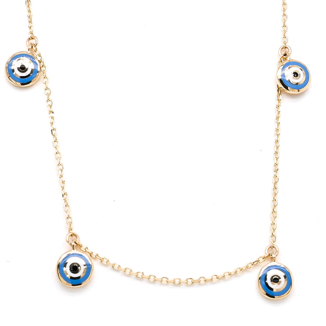 14KT Yellow Gold 16" Evil Eye Necklace.