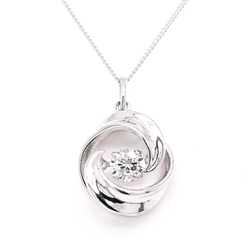 LUJO 10KT White Gold 18" 0.30CTW Round Brilliant LAB Created Dancing Diamond Necklace.