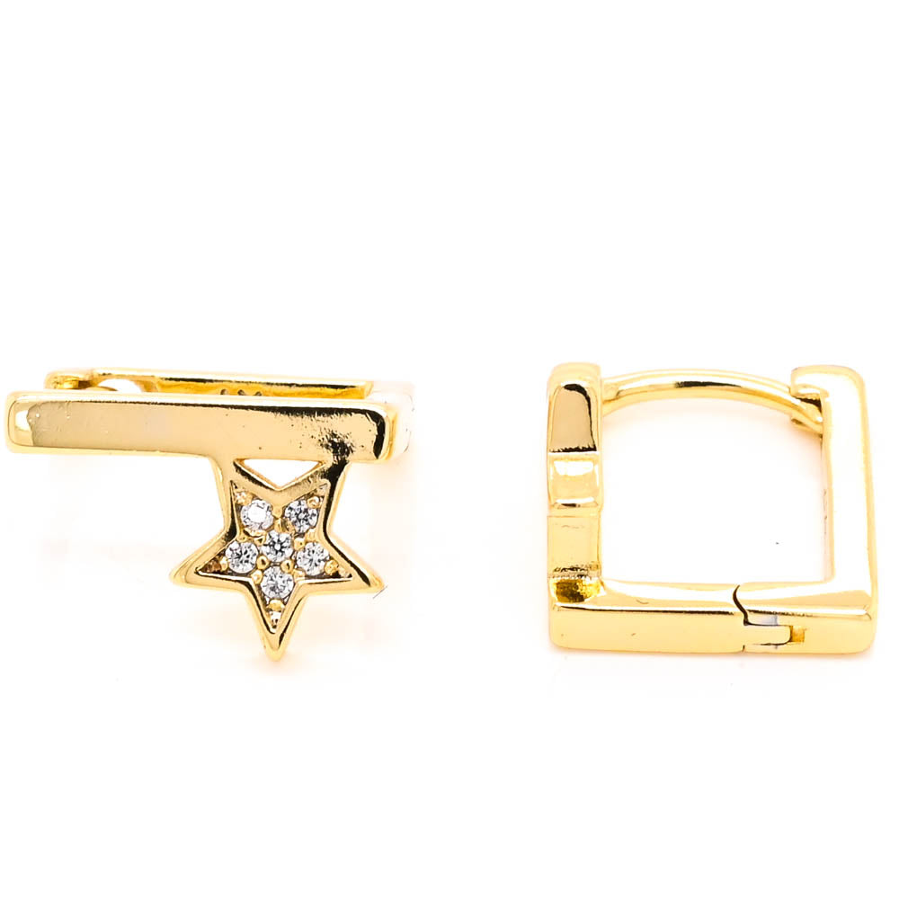 Sterling Silver 14mm Star Huggies Earrings.