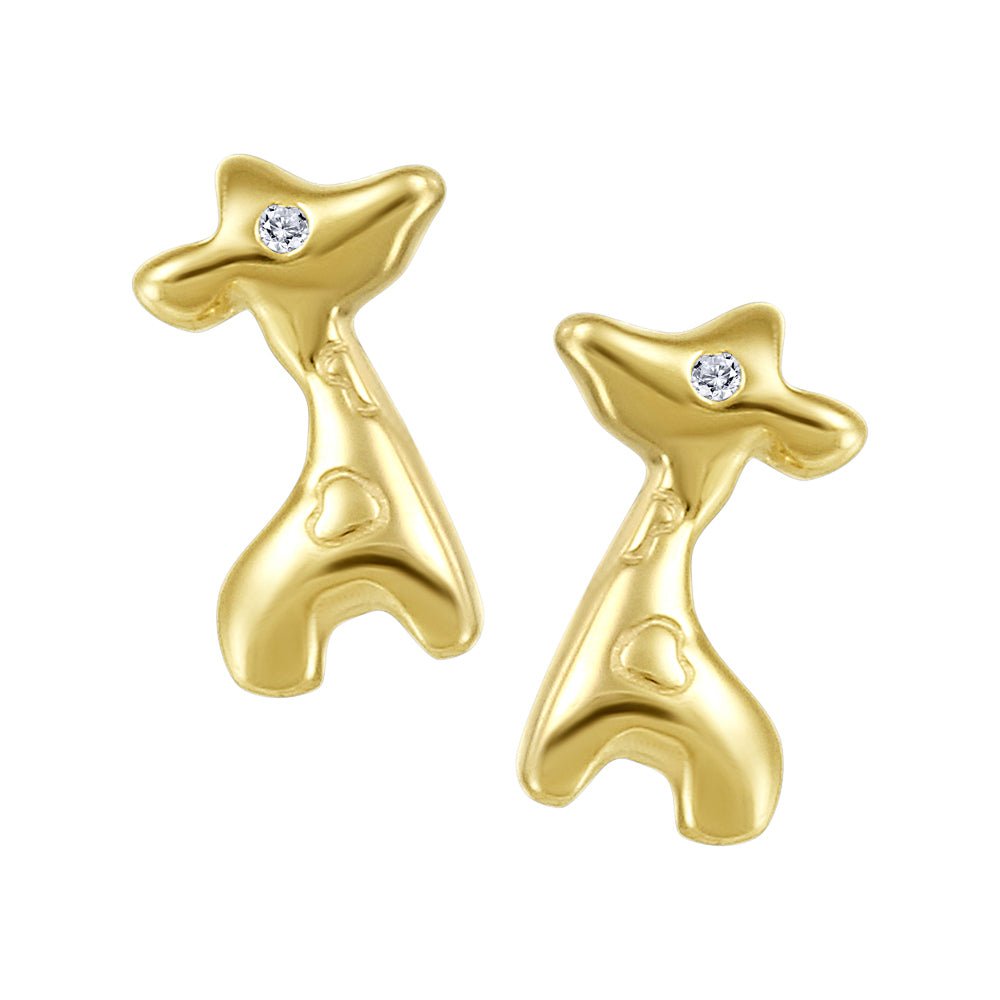 10KT Yellow Gold and Diamond Giraffe Earrings.