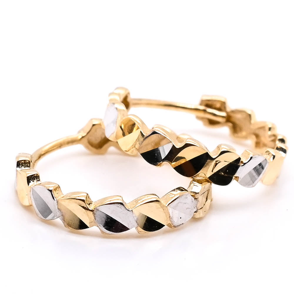 10KT Two-Tone Gold Huggie Earrings.
