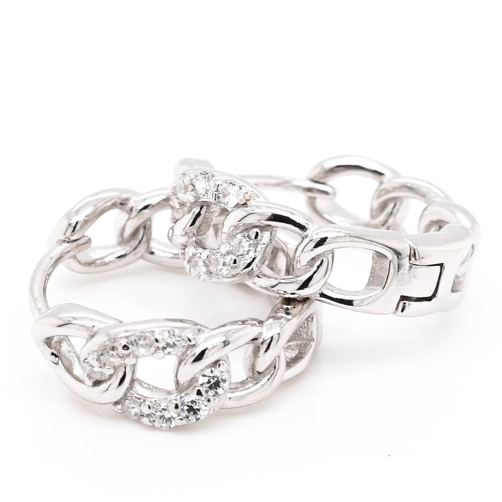 Sterling Silver C.Z 14mmHuggie Earrings.