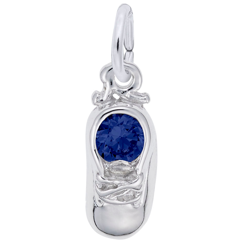 Rembrandt Sterling Silver Baby Bootie September Synthetic Stone Charm.