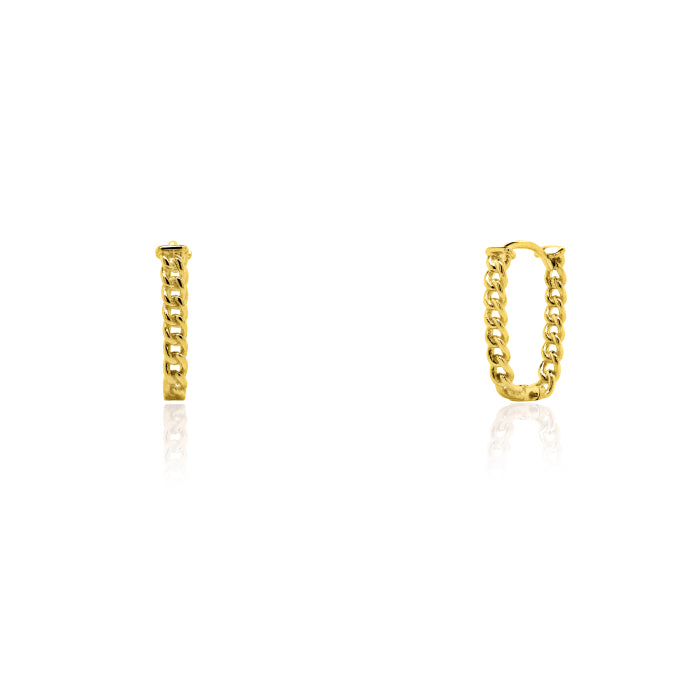 10KT Yellow Gold Oval Huggies Earrings.