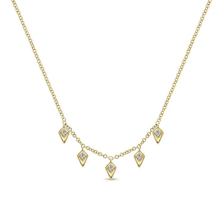 Gabriel & Co 14KT White Gold 17.5" 0.19CTW Pavé Diamond Bar Necklace.