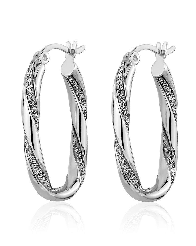 Larus Sterling Silver 25x16mm Oval Hoop Earrings.