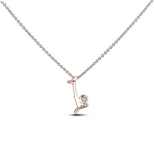 Polar Lights 10KT Rose Gold 18" Letter "I" Initial Necklace.