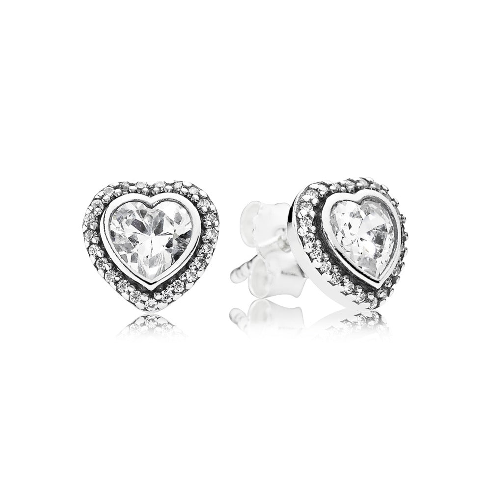 Sparkling Heart Stud Earrings