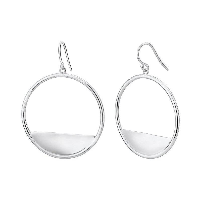 Larus Sterling Silver Round Reflecting Earrings.