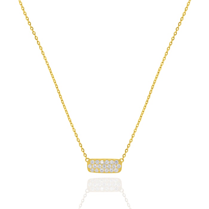 10KT Yellow Gold 18" C.Z Bar Necklace.