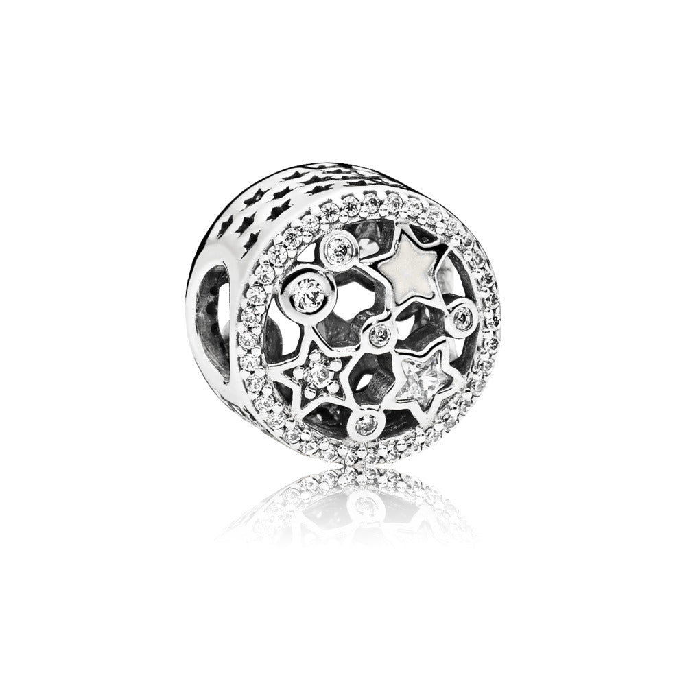 Illuminating Stars, Silver Enamel & Clear CZ