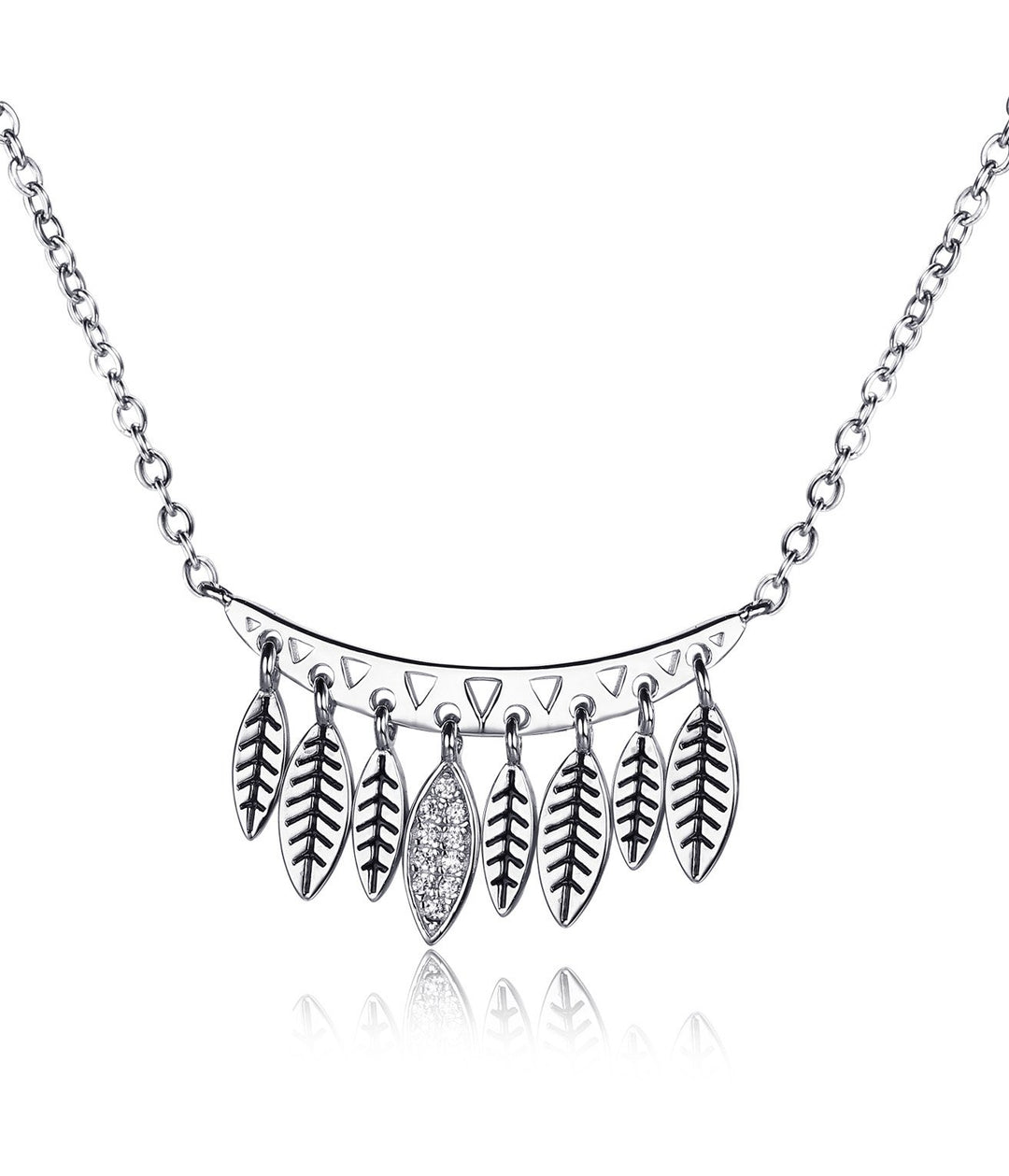 Larus Sterling Silver 18" C.Z Leaf Necklace..