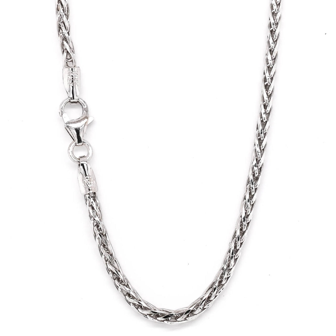 10KT White Gold 16" 2mm Wheat Chain.