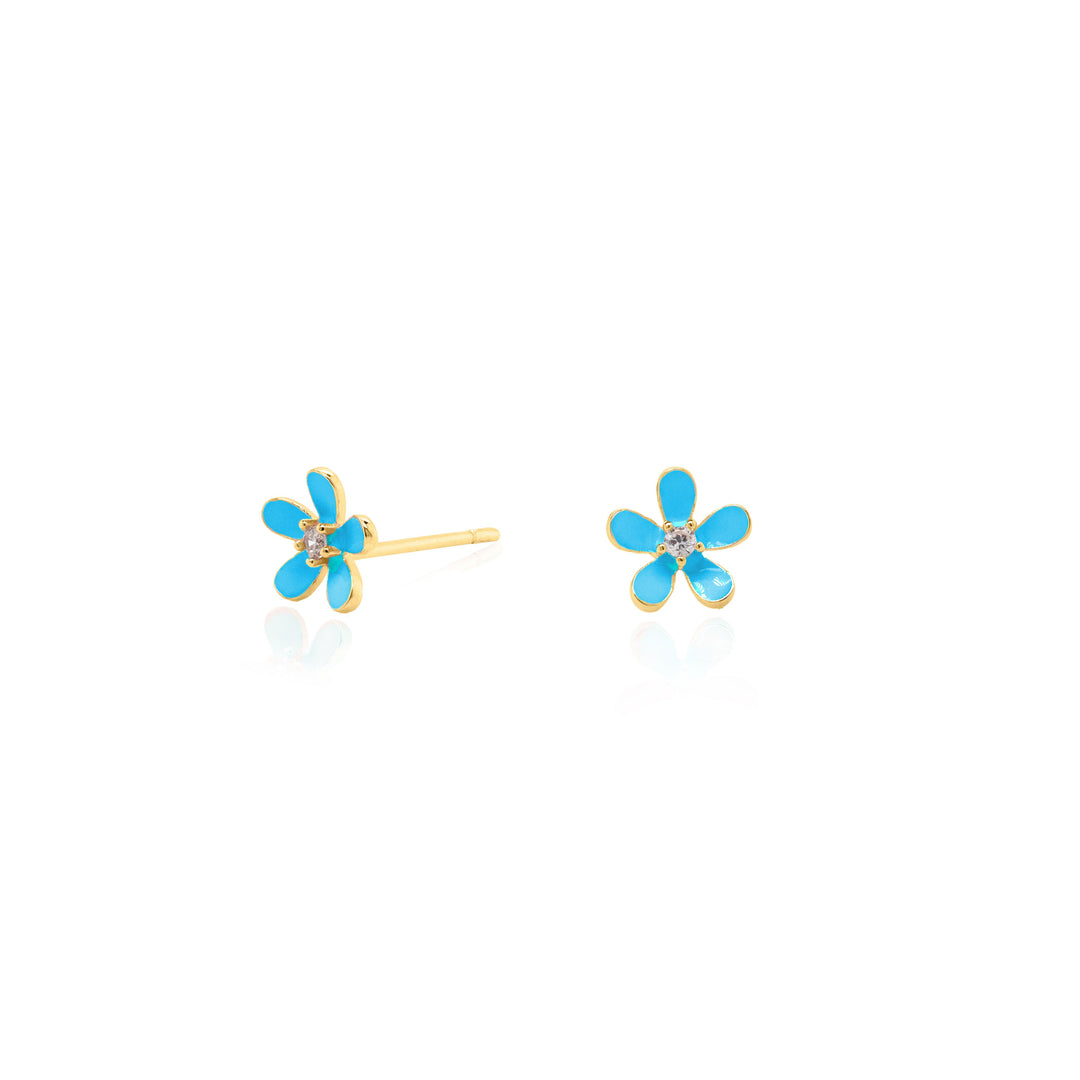 Sterling Silver Gold Vermeil CZ Mini Flower Stud Earrings
