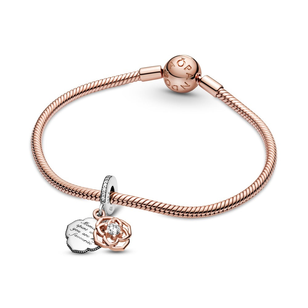 Two-tone Rose Dangle Charm – Graziella Fine Jewellery