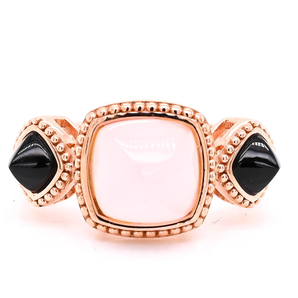 Larus Sterling Silver Black & Pink Agate Ring.