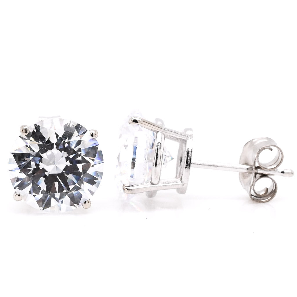 14 Karat White Gold Cubic Zirconia Earrings.