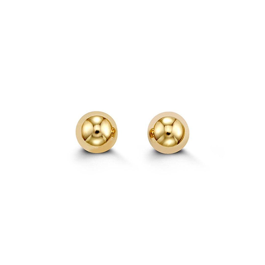 10KT Yellow Gold 6MM Ball Stud Earrings.