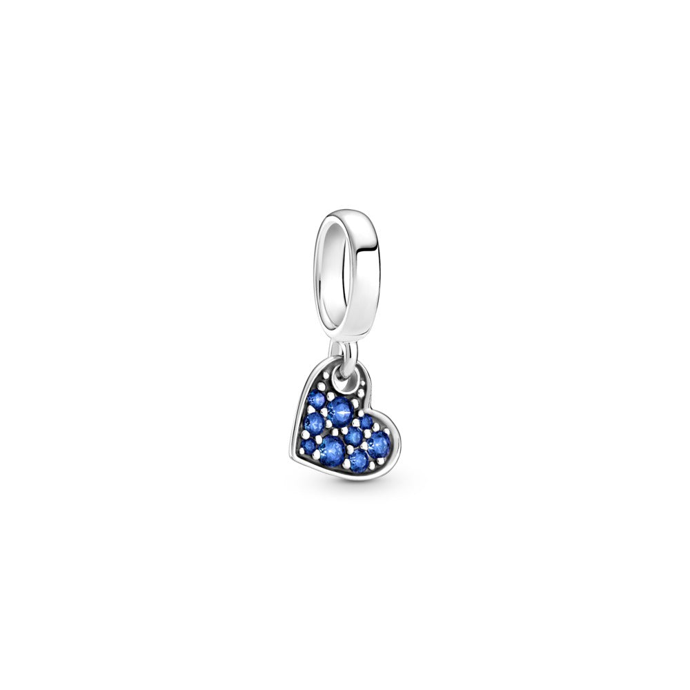 Pandora Stellar Blue PaveTilted Heart Dangle Charm