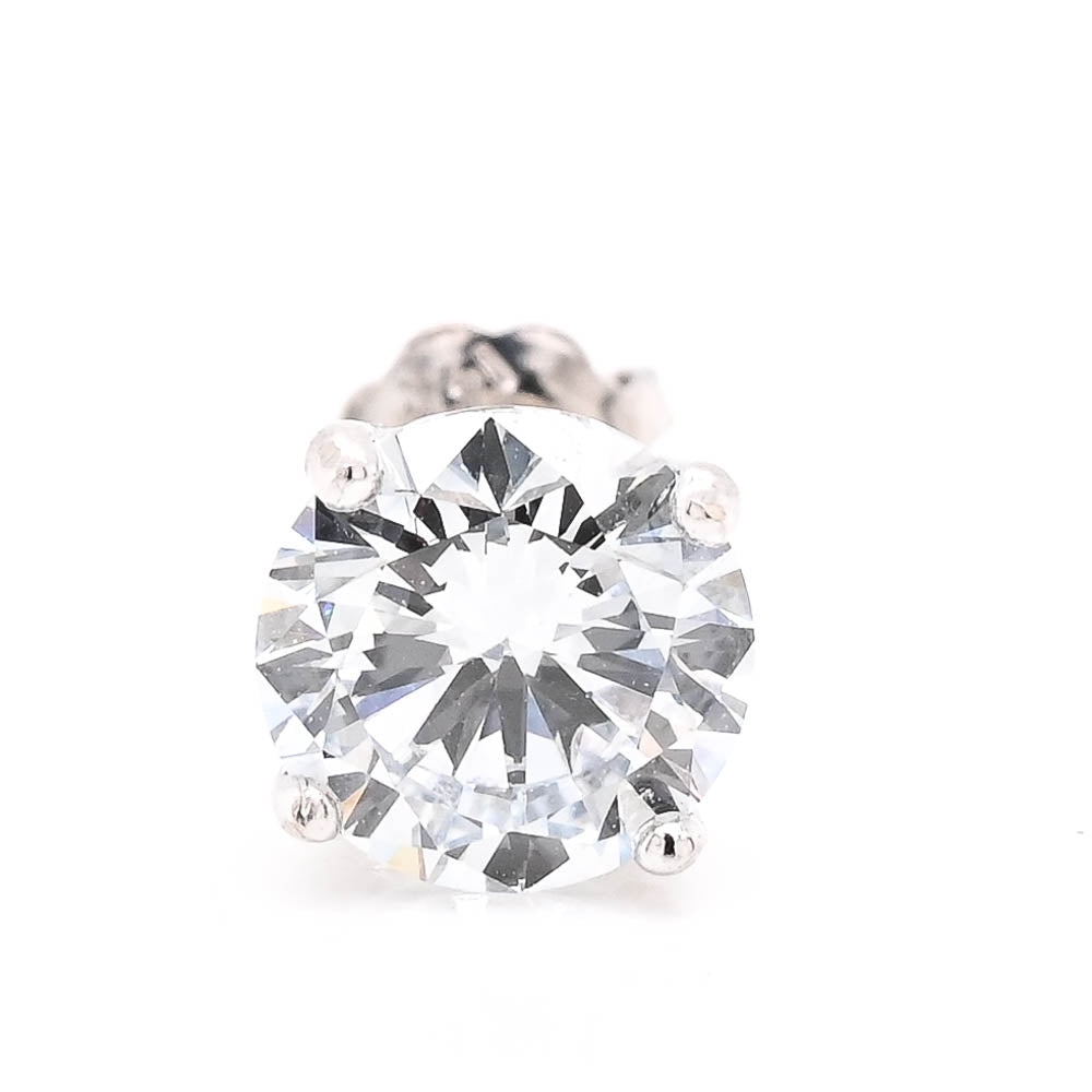 14KT White Gold 1.02CT Round Brilliant LAB Created SINGLE Diamond Stud Earrings.