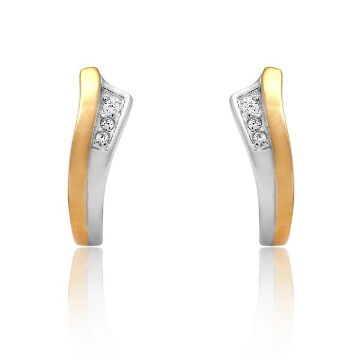 Larus Sterling Silver Yellow Gold Plated 12MM C.Z Huggies Earrings.