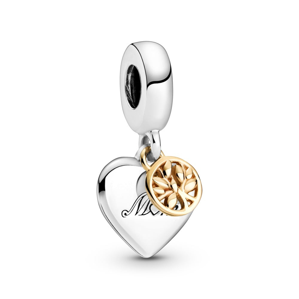 Pandora Two-tone Family Tree & Heart Dangle Charm