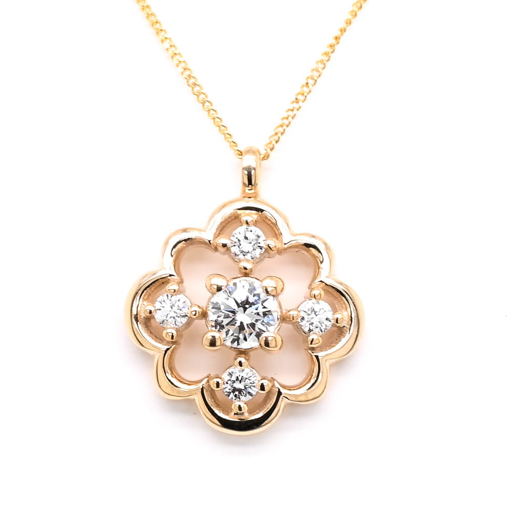 LUJO 10KT Yellow Gold 18" 0.55CTW Round Brilliant LAB Created Diamond Necklace.