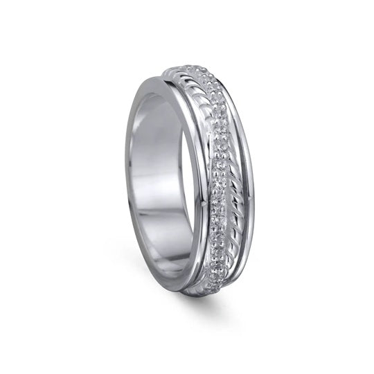 "FEEL" Meditation Ring Sterling silver C.Z. Size: 8