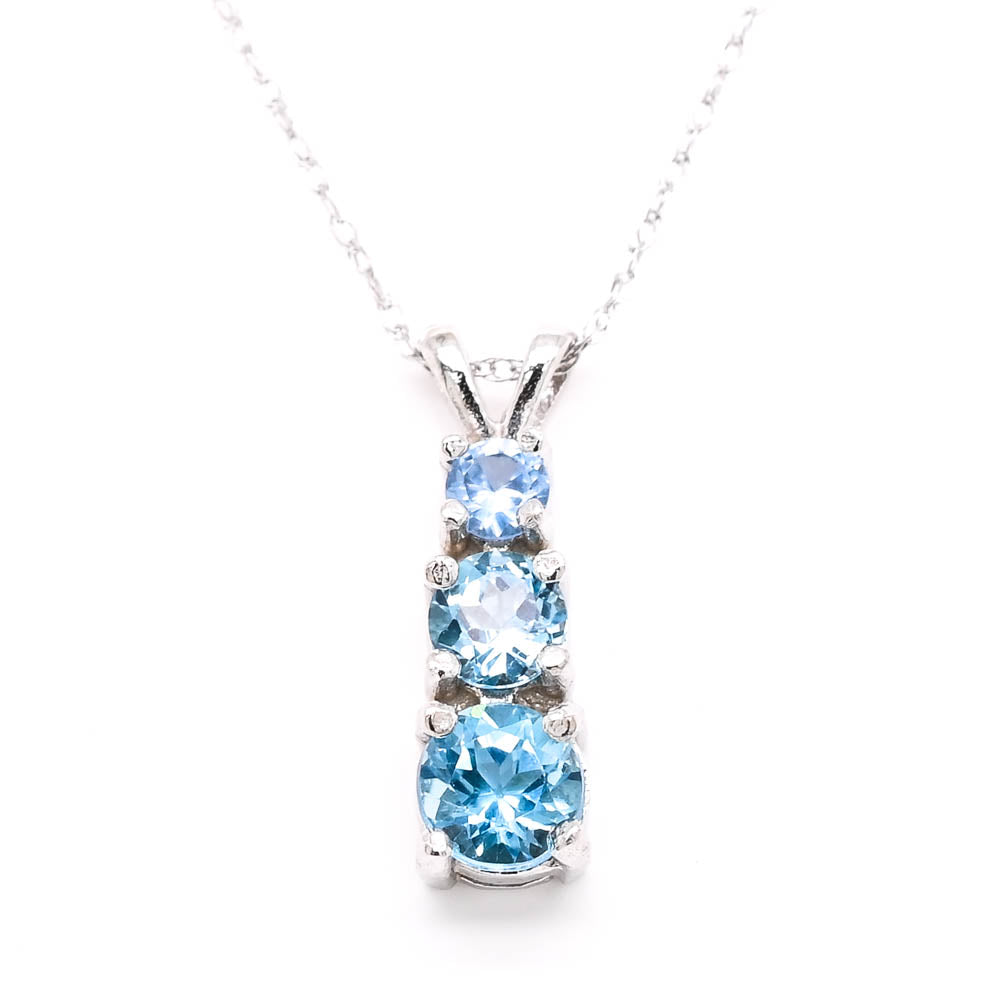 10KT White Gold 18" Blue Topaz Drop Necklace.