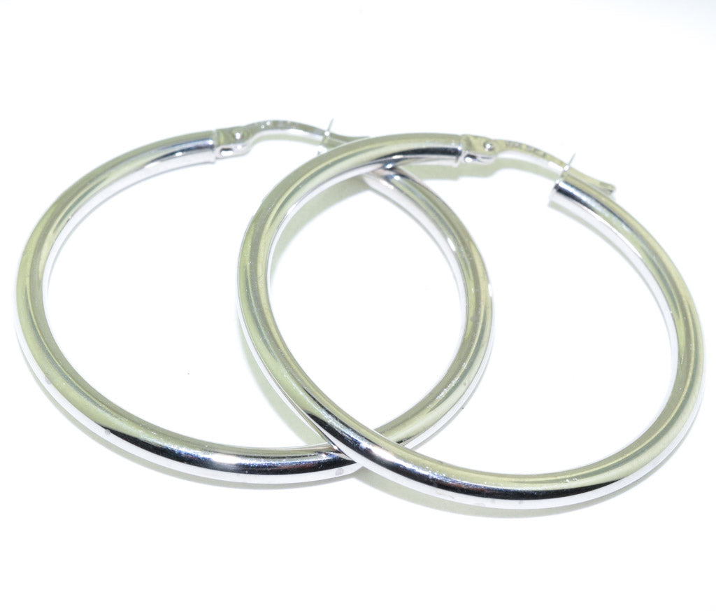 10KT White Gold 30MM Hoop Earrings.