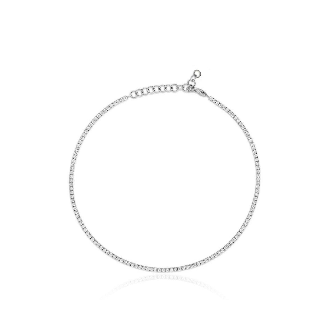 Sterling Silver 10" 2.3mm CZ Tennis Anklet.